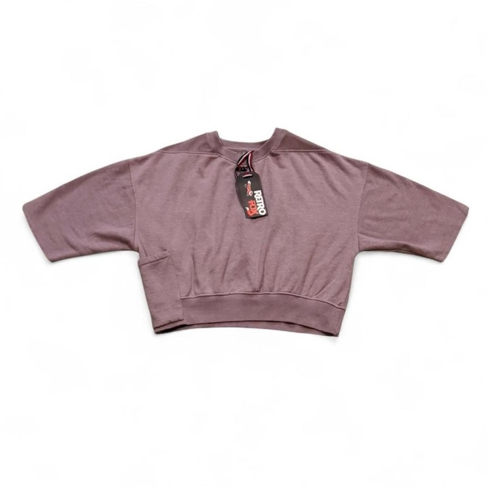 Retro Fox Cropped Pink Sweatshirt 3/4 Sleeve NWT